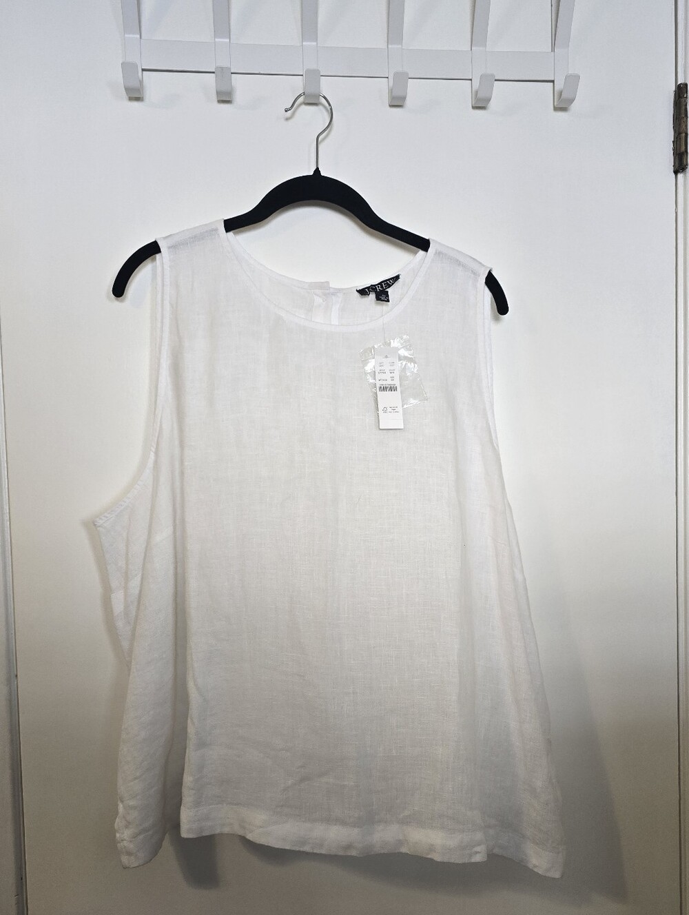 J. Crew White Maxine Button Back Linen Tank